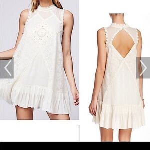 Boho Chic Cotton keyhole Backless White/ivory Lace Dress FP One Small